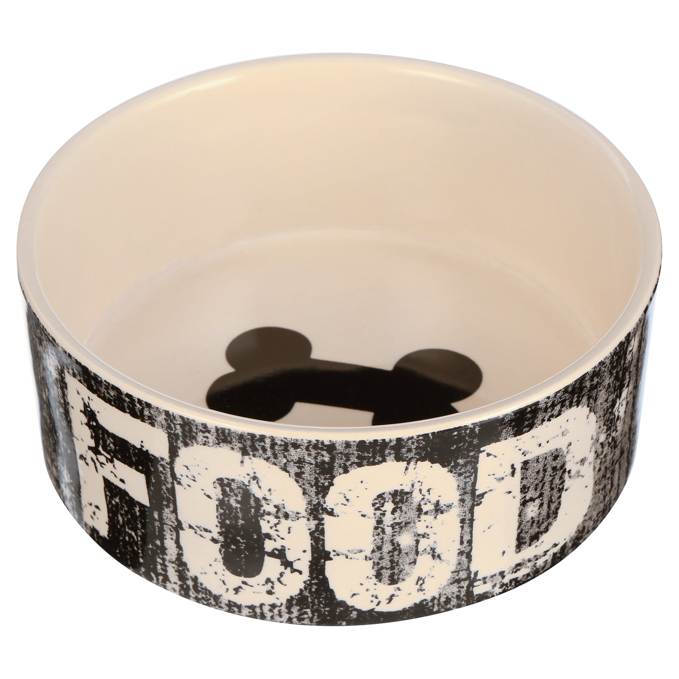 6-Inch Petrageous Designs 3.5-Cup Water Vintage Pet Bowl Black/Natural 