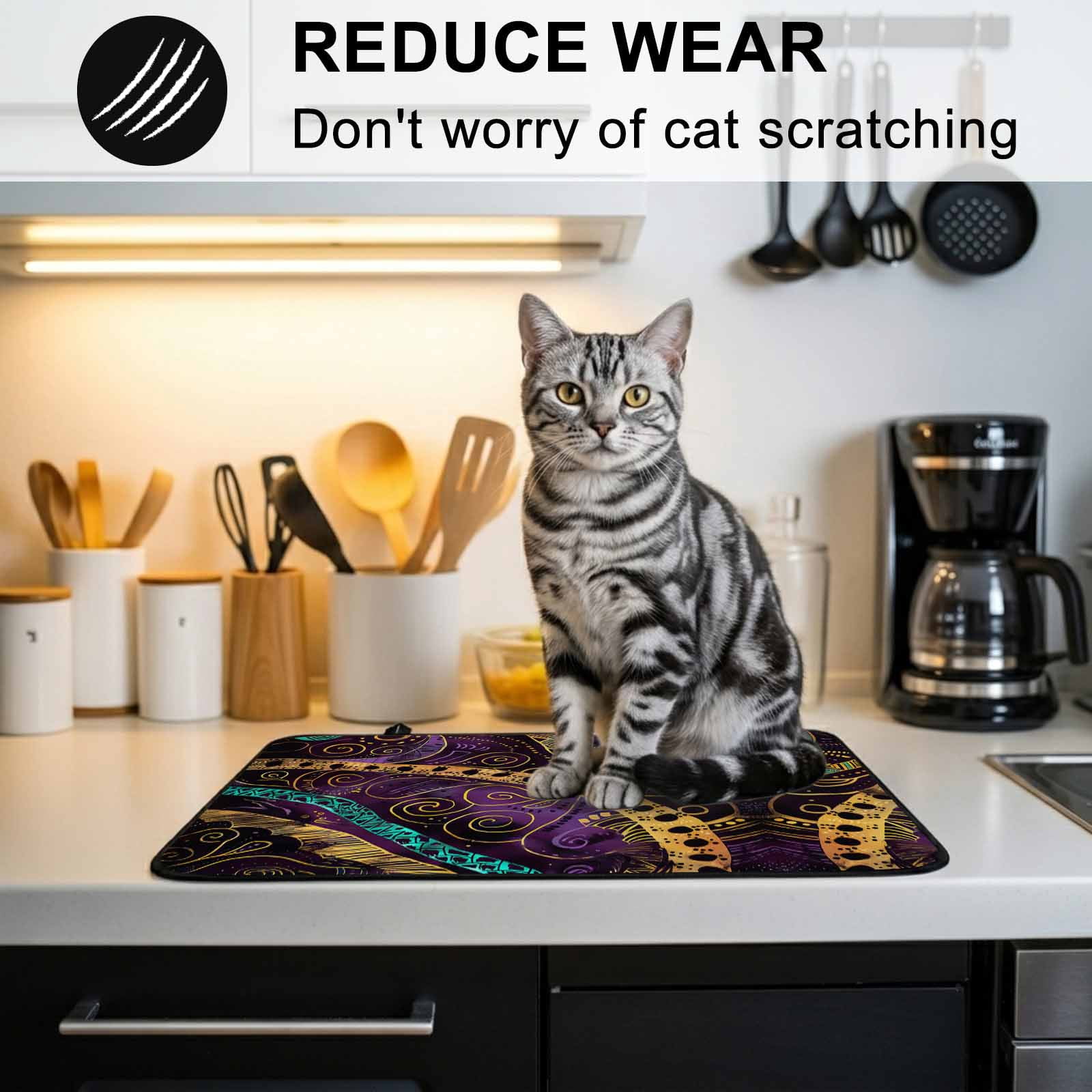 Yellow Purple Green Stove Top Cover for Electric Stove, Heat-proof & Non Slip Glass Top Stove Cover Protector, Geometric Modern Abstract Kitchen Flat Cooktop Rubber Mat 24x21 Inches