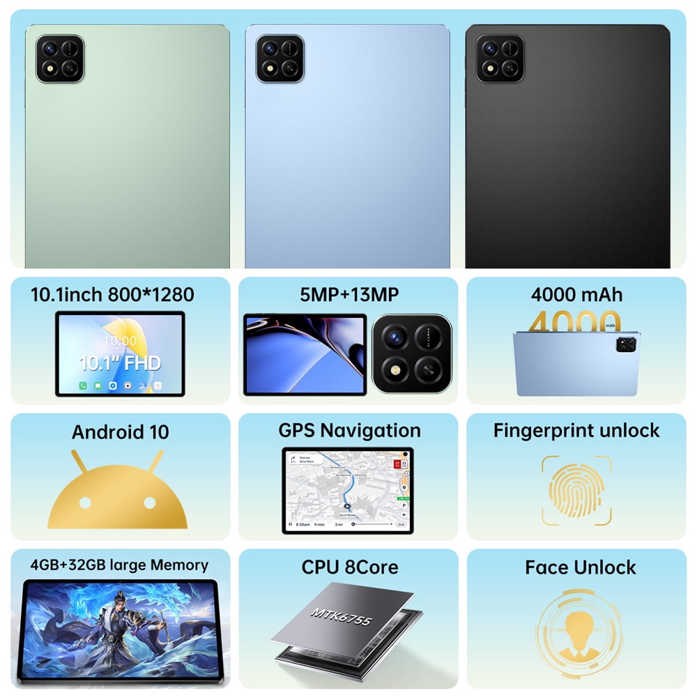 10.1 inch Android 14 Tablets, Quad Core Processor (2+2) 4GB RAM 32GB ROM Tablet, CHYCET 1TB Expandable Tablet PC, 4000mAh Battery, 1280*800 IPS Display, WiFi & Bluetooth Enabled -Pad 7s Pro
