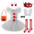 thumbnail image 3 of Disfraz de payaso de Halloween para niñas, vestido de tutú para niños de 2 a 12 años, ropa gris de fantasía para carnaval, conjuntos de Cosplay de Joker para fiesta, 3 of 5