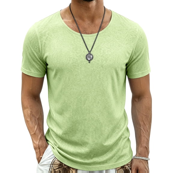 Cmfcve Crew Neck T Shirt for Men Casual Short Sleeve Tee Soft Comfortable Solid Color Basic Summer Tops