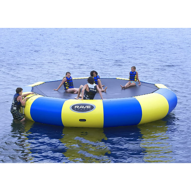 RAVE Sports Bongo 20ft Inflatable Water Bouncer Platform, Blue & Yellow