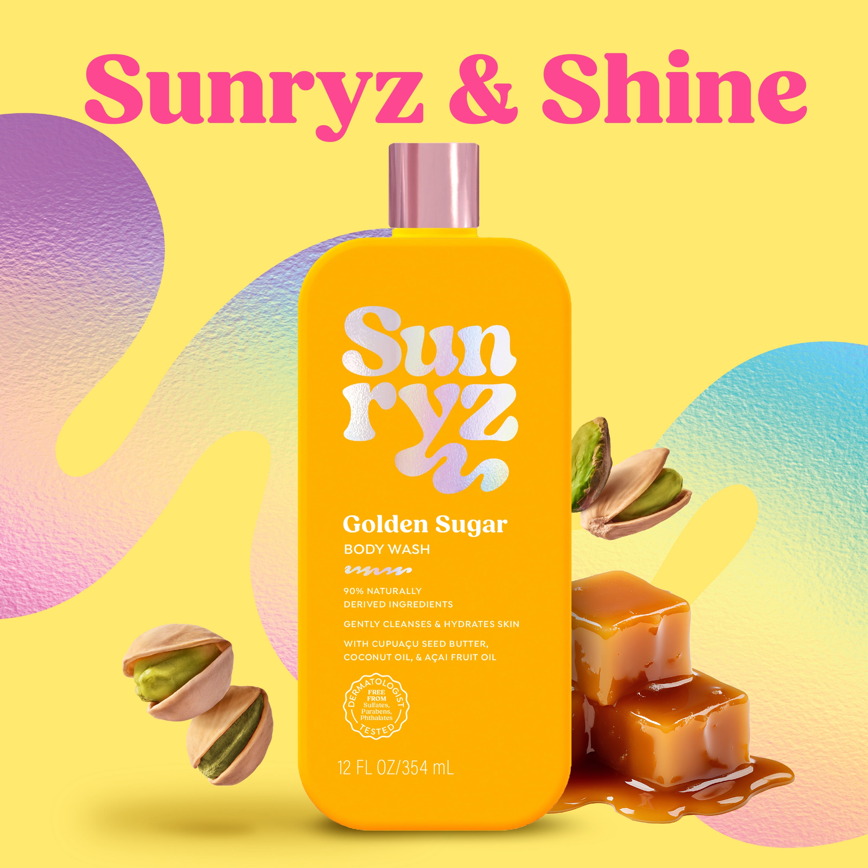 Sunryz Golden Sugar Hydrating Body Wash with Cupuaçu Butter & Coconut Oil, 12 fl oz