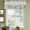 thumbnail image 3 of Vintage Easter Curtain Valances for Windows, Kitchen Valance Window Treatments Panel 2 Pack, Colorful Floral Eggs Bunny Blue Plaid Rustic Rod Pocket Short Curtains for Bathroom Bedroom 42 x 12 Inch, 3 of 8