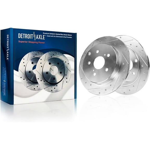 Detroit Axle - 11.06" inch Rear Drilled and Slotted Disc Brake Rotors Replacement for 2018-2024 Toyota Camry