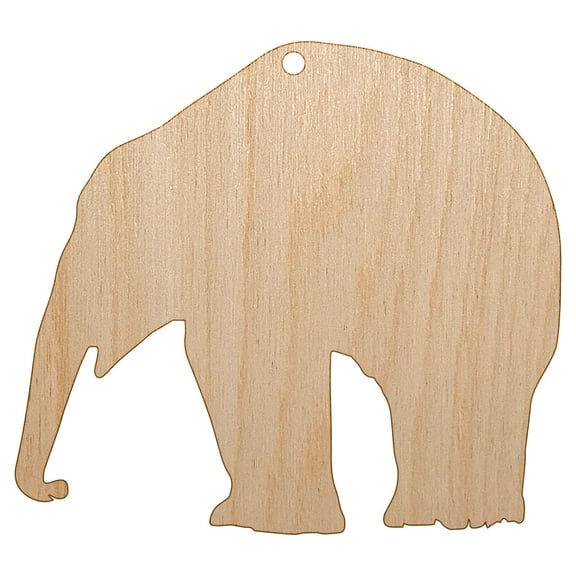 Elephant Side View Solid Wood Holiday Christmas Tree Ornament Unfinished DIY Pre-Drilled Craft
