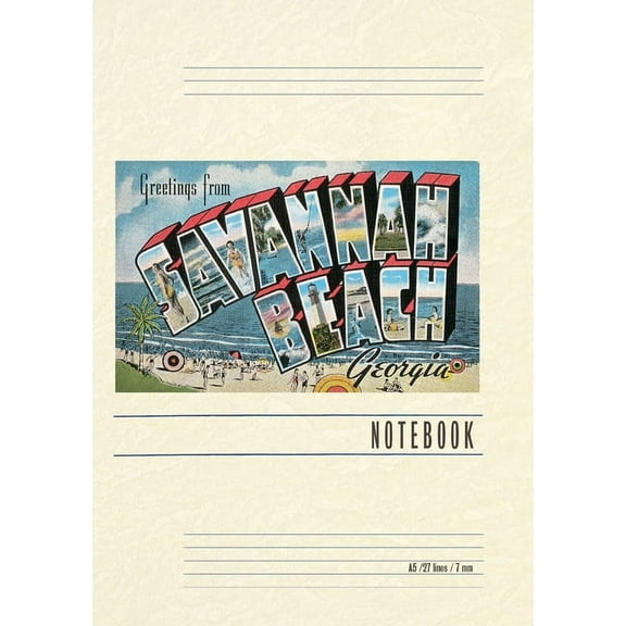 Vintage Lined Notebook Greetings from Savannah Beach (Paperback)