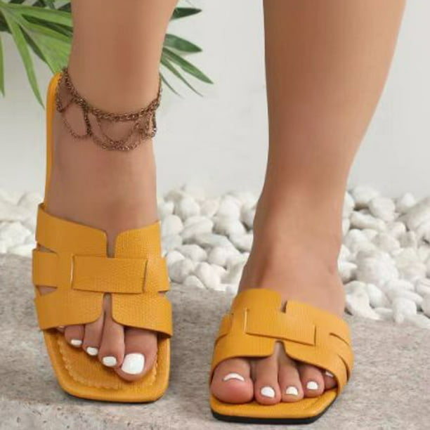 Lovskoo 2024 Women's Slippers Summer Open Toe Square Toe