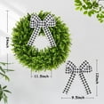 thumbnail image 2 of laqbezok 20-Inch Boxwood Wreath, 20" Artificial Boxwood Wreath Front Door Wreaths, Artificial Spring Summer Greenery Hanging Swag with Plaid Bowand Sash, for Front Door Wall Hanging Home Decor, 2 of 8
