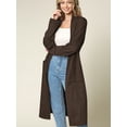thumbnail image 2 of Made by Johnny Women's Casual Cozy Braided Open Front Long Pocket Cardigan Sweater XL BROWN, 2 of 6