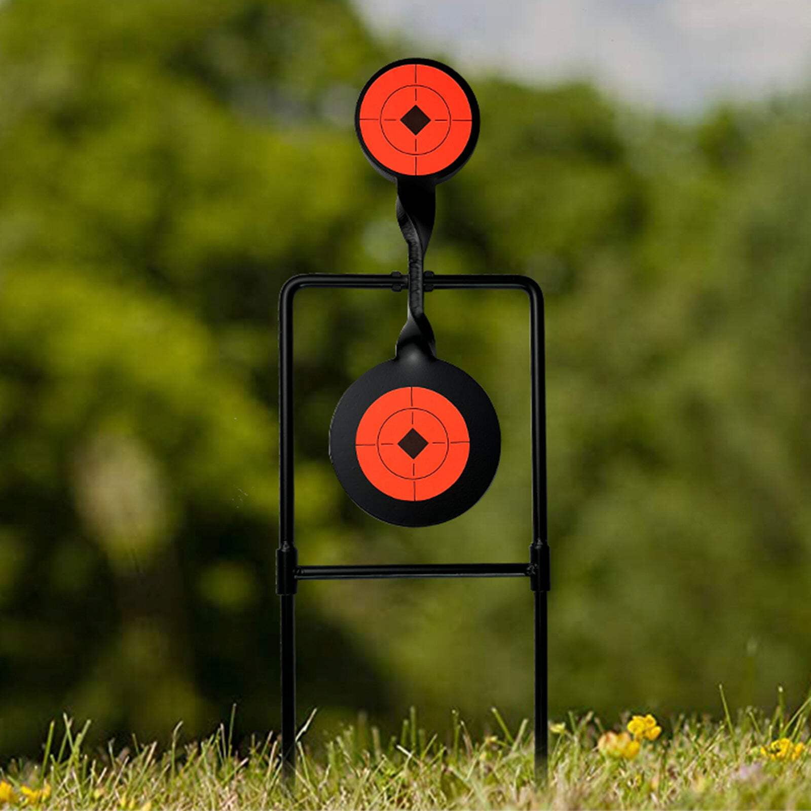 Atflbox Double Blast High Caliber Spinner Auto Reset Steel Target for Centerfire Up to .44 Magnum Outdoor Target Shooting