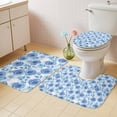 thumbnail image 4 of Blue Rose Bathroom Rugs Set Spring Watercolor Flowers Non Slip Absorbent Soft Bath Mats 3 Piece Set with Bathroom Rug, U-Shaped Floor Mat, Toilet Seat Cover Small Size, 4 of 9