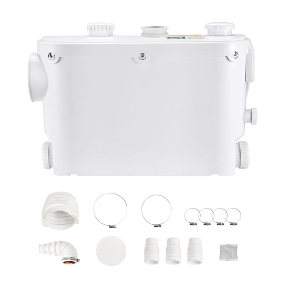 Wall Mounted Sewage Lift Pump 500W 29 GPM Flow 26ft Head 4 Inlets for Toilet Basement Shower Sink Laundry Bathtub