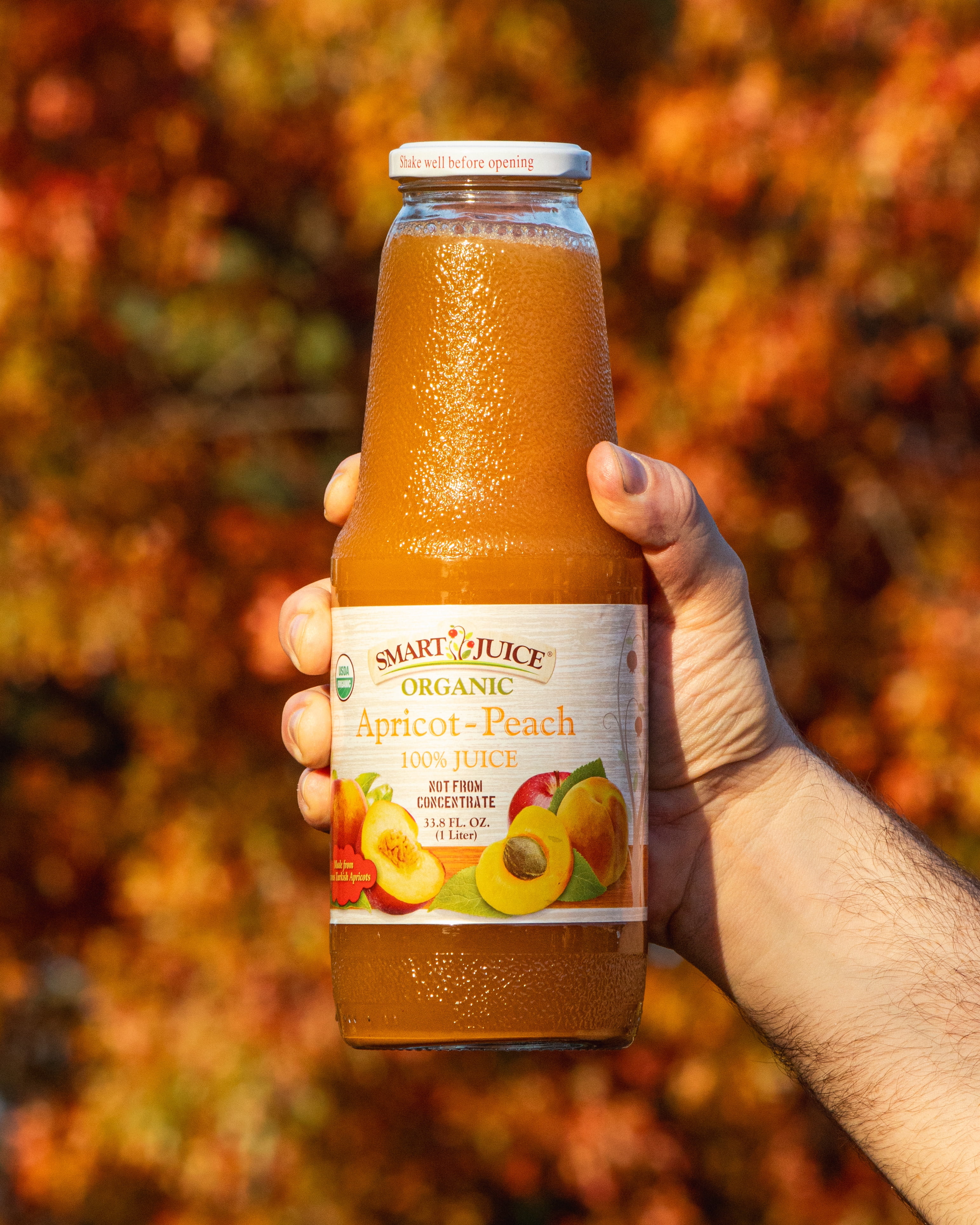 Smart Juice Organic Apricot Peach Juice - 100% Juice, Not From Concentrate - 33.8 fl oz (1L) - (case of 6)