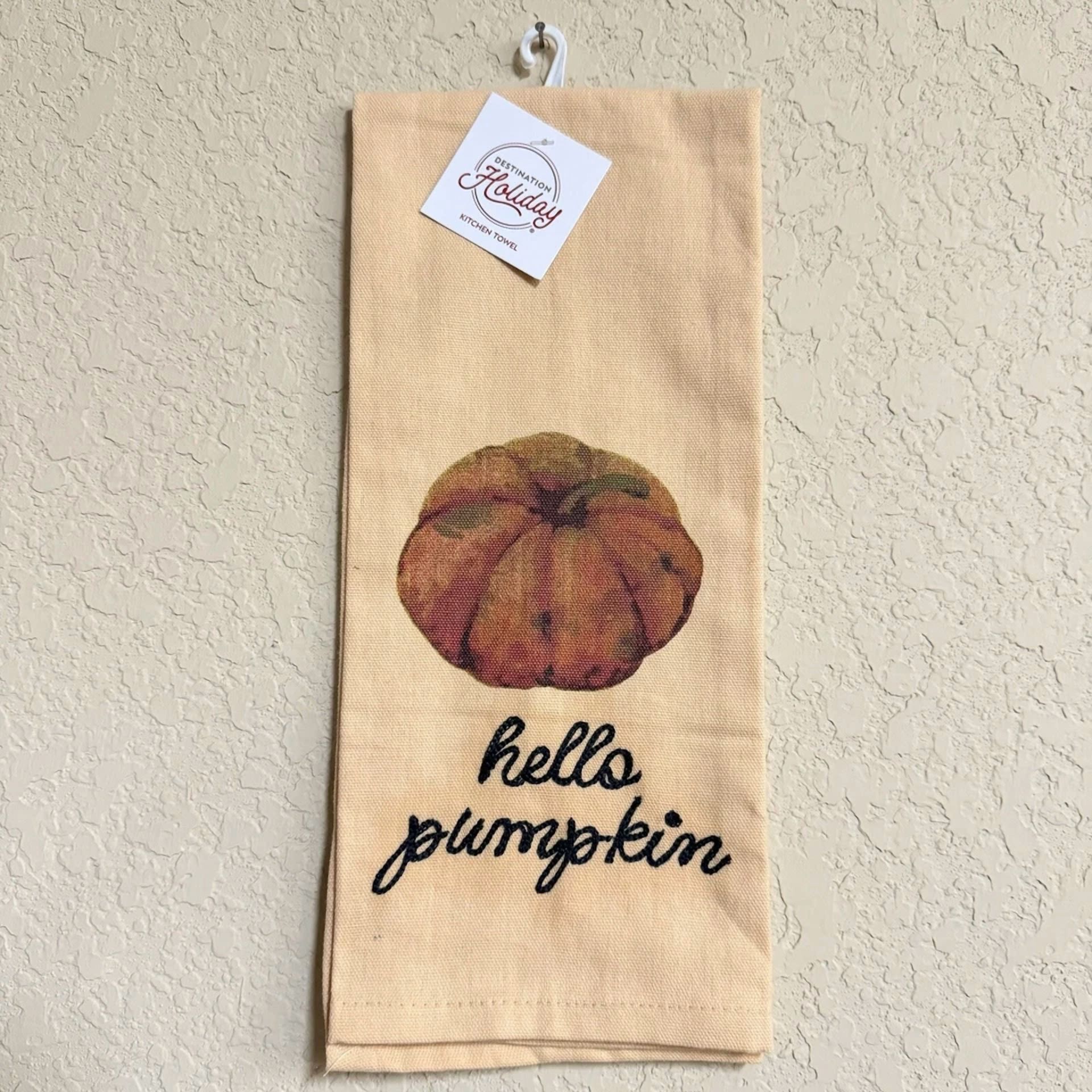 BUTTERFLY- Hello Pumpkin Kitchen Tea Towel Fall Halloween Thanksgiving Farmhouse Harvest