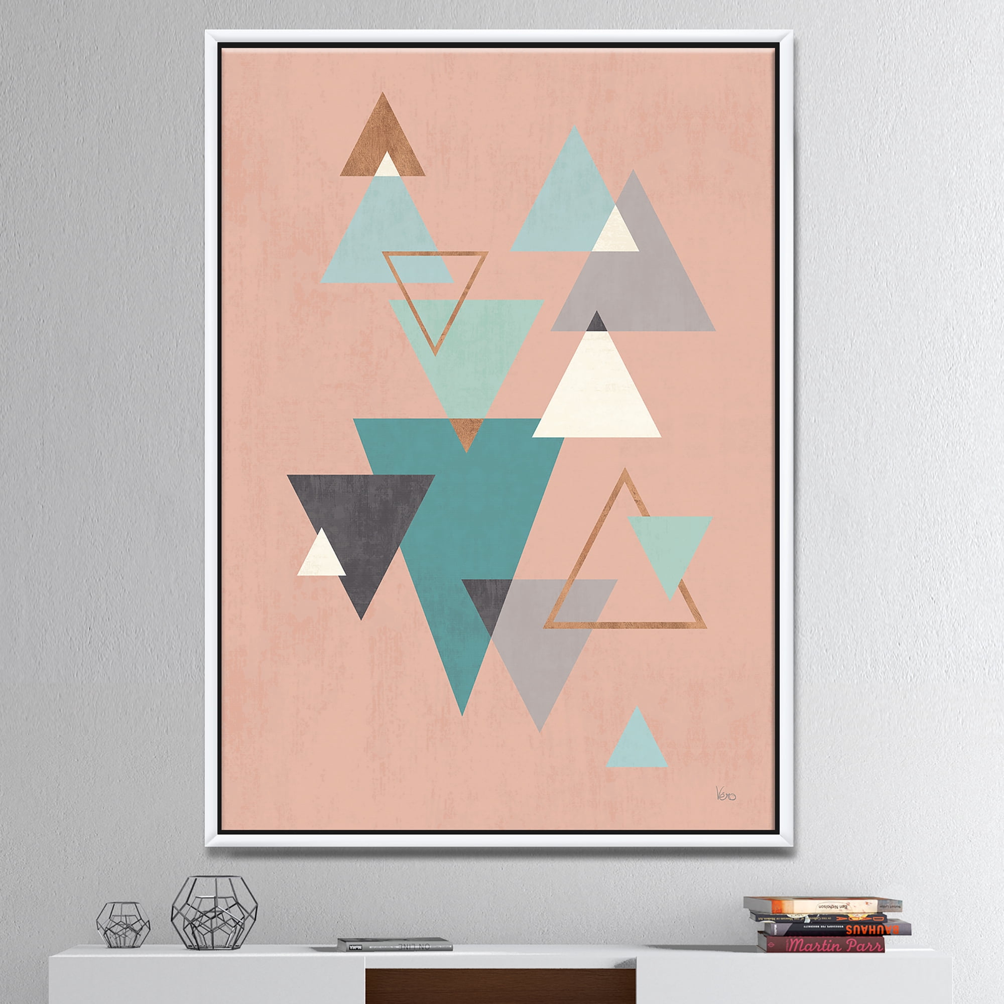 Designart ' Geometric hexagons Pattern III ' Transitional Framed Canvas