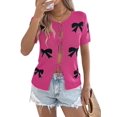 thumbnail image 3 of Women'S Bow-Knot Cardigan Sweaters Short Sleeve Loose Knit Tops Rose Red S, 3 of 9