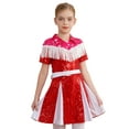 thumbnail image 2 of LiiYii Western Cowgirl Outfit Kids Girls Tassels Fringed Sequins Pleated Dress Performance Dancewear Red 12, 2 of 7