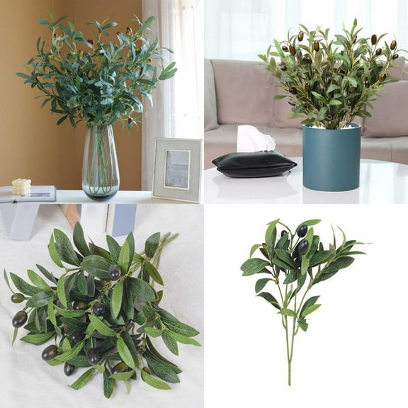 CHUOU Olive Branches Artificial Greenery Stems Olive Leaves Fruits Silk Plants（1 PC）