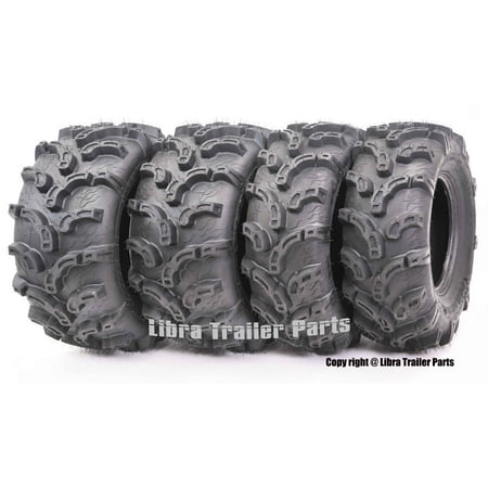 Set of 4 New Premium WANDA ATV/UTV Tires 25x8-12 Front & 25x10-12 Rear /6PR P375 Super Lug (Best Four Wheeler Mud Tires)