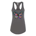 thumbnail image 2 of Wild Bobby, Colorful Butterfly Oh Butterfly On Whispering Wings Animal Lover Ladies Racerback Tank Top, Dark Grey, Small, 2 of 3