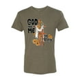 thumbnail image 2 of Wild Bobby God Made Me This Way Cross with Sunflowers Inspirational/Christian Men Premium Tri Blend Tee, Military Green, Large, 2 of 6