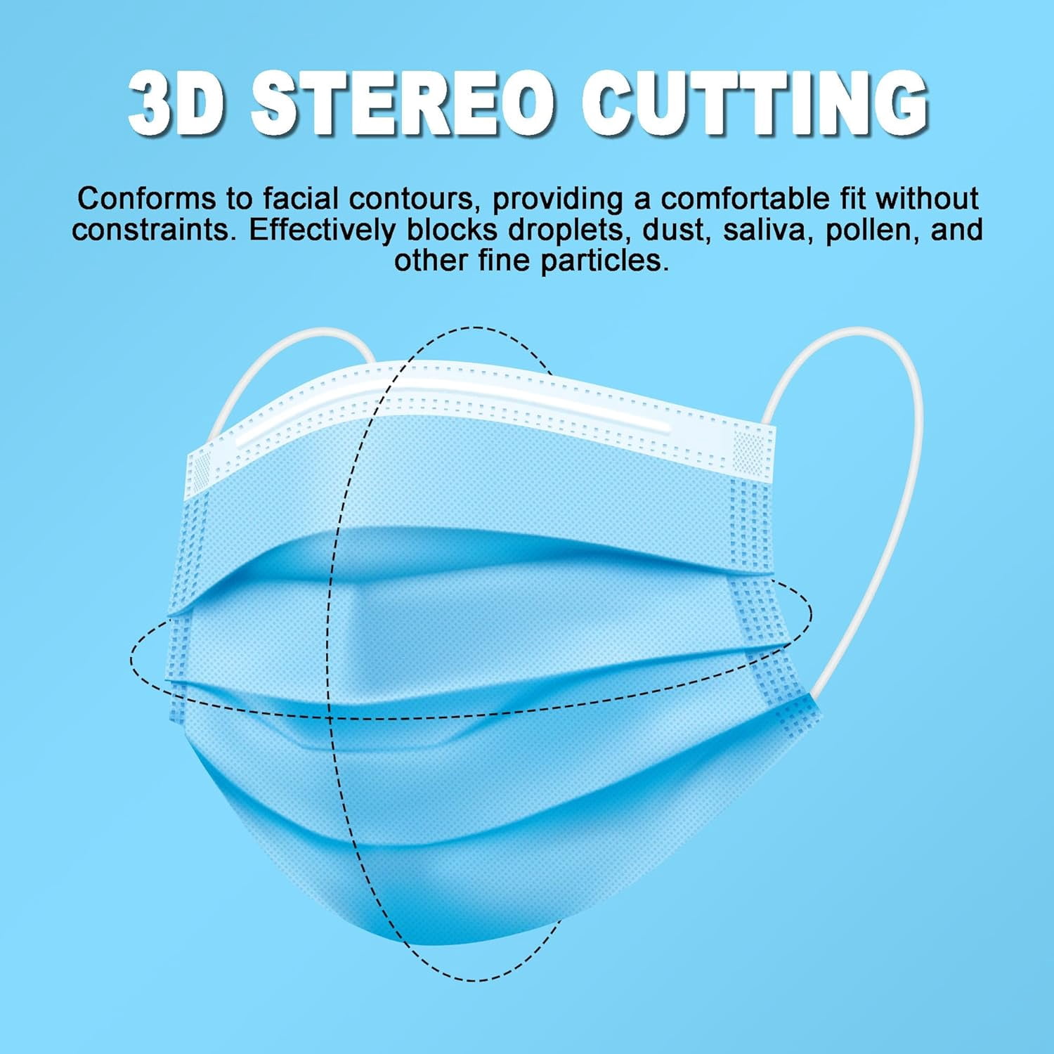Disposable Face Masks 100 Pack, 3 Ply Breathable with Adjustable Nose Wire & Soft Ear Loops for Daily Use