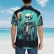 thumbnail image 4 of Balery Vintage Skull Beer Camisas hawaianas de manga corta para hombre, camisas playeras de corte holgado, camisas de vacaciones con botones,Large, 4 of 7