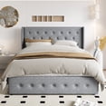 thumbnail image 4 of Einfach Queen Size Lift up Platform Storage Bed Frame with Fabric Upholstered Wingback Button Tufted Headboard, Blue Gray, 4 of 8