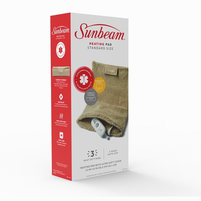 Sunbeam Heating Pad for Muscle and Stress Pain Reliefwith Compact Storage,  Standard Size - Walmart.com