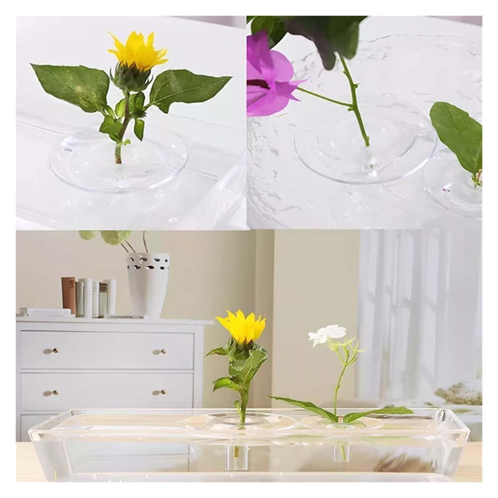 Creative Floating Floral Arrangement Holder, Wind-Driven Floating Flower Holder, Clear Acrylic  +