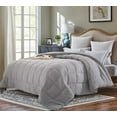 thumbnail image 2 of Evolive All Season Pre Washed Soft Microfiber White Goose Down Alternative Comforter with Box Stitching (Grey, Full/Queen), 2 of 5