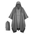 thumbnail image 1 of MERIGLARE Poncho de Pluie à Capuche Imperméable Réutilisable avec Poche Veste à Manches Longues pour l'Extérieur Gris, 1 of 9
