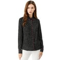 thumbnail image 6 of MODA NOVA Junior's Long Sleeve Button Down Polka Dots Shirt Black XL, 6 of 6