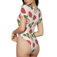 thumbnail image 3 of Balery Strawberries And Leaf Women's Short Sleevee Crew Neck Bodysuit Tops Short Sleeve Tops Basic-X-Large, 3 of 9