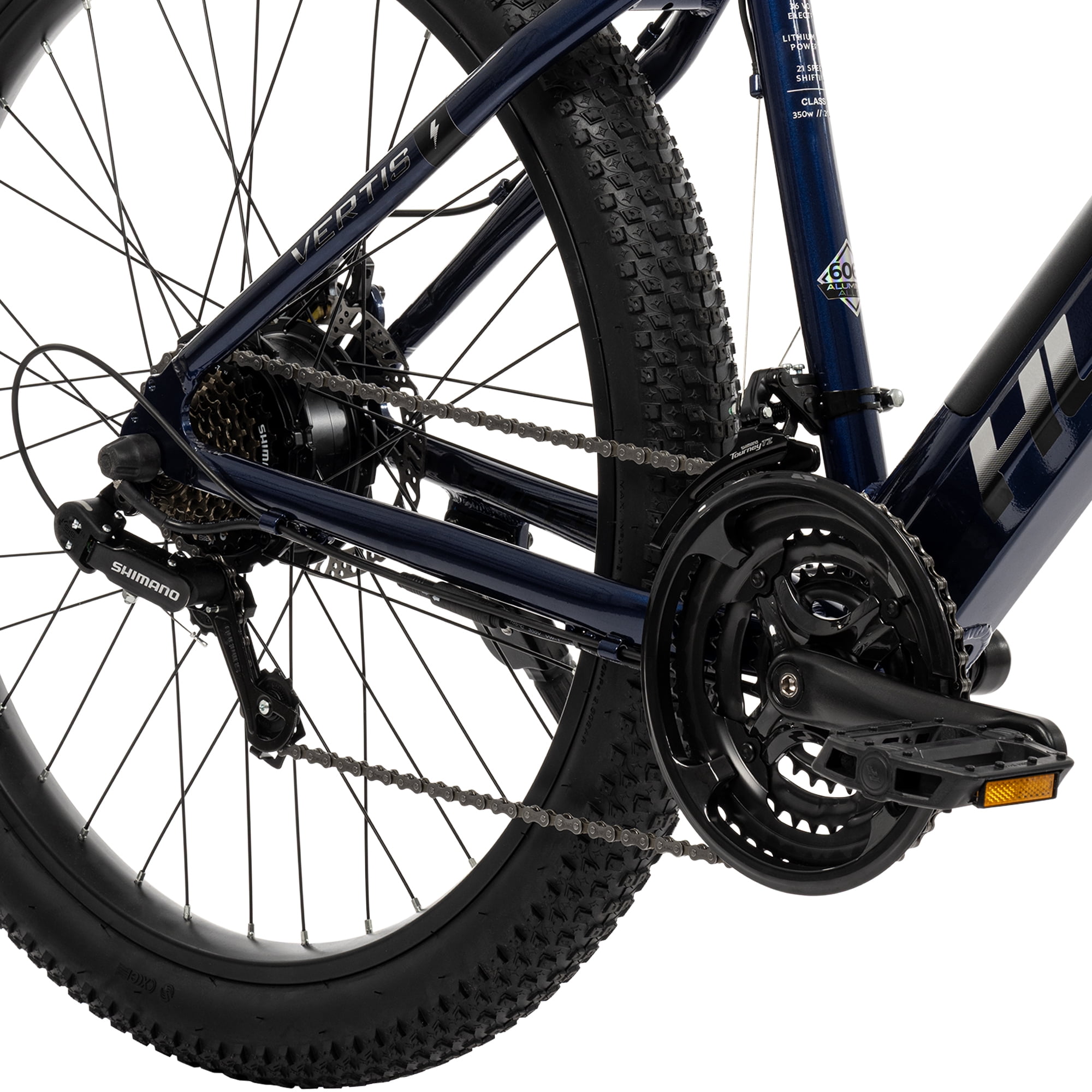 Huffy 27.5" Vertis Electric Mountain Bike, Fits Riders 60"+, Blue, Adult, Unisex