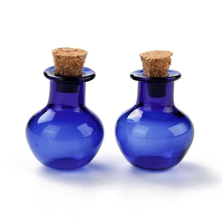 10pcs Round Glass Cork Bottles Ornament Glass Empty Wishing Bottles Vials for Decorations Medium Blue 1.8x2.3cm
