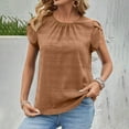 thumbnail image 2 of Tnhcen Blouses en Mousseline Unies à Col Rond pour Femmes / Chemises à Manches Pétales à Manches Courtes P-2TG / Hauts Élégants, 2 of 9