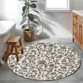 thumbnail image 3 of Boho Floral Round Rugs for Living Room 3ft Vintage Farmhouse Pastoral Flower Retro Green Plant Non Slip Circle Rug Washable Low-Profile Indoor Carpet for Bedroom, Dining Room, Bathroom, 3 of 9