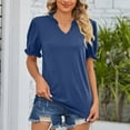 thumbnail image 2 of Xuapaodt INC Womens 2023 Summer Tops V Neck Puff Short Sleeve Tunic Tops Casual Loose Fit T Shirts Casual, 2 of 7