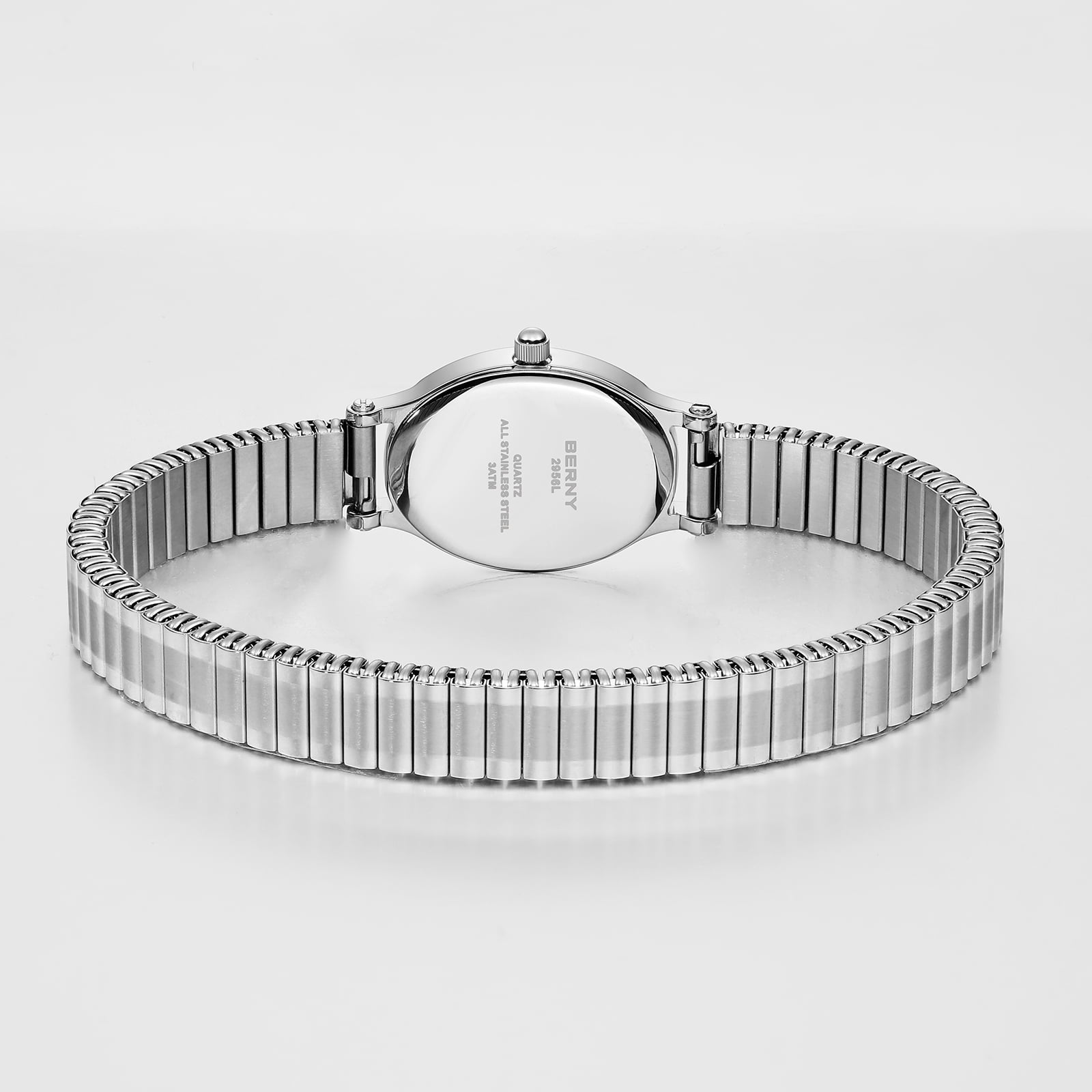 BERNY Small Silver Watches for Women, Dainty Luxury Oval Dial, Expansion Band Watch, Fashion Ladies Analog Quartz Watch, Waterproof Women Wristwatch Gifts, Light Blue