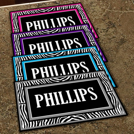 Personalized Zebra Last Name Doormat, 17" x 27