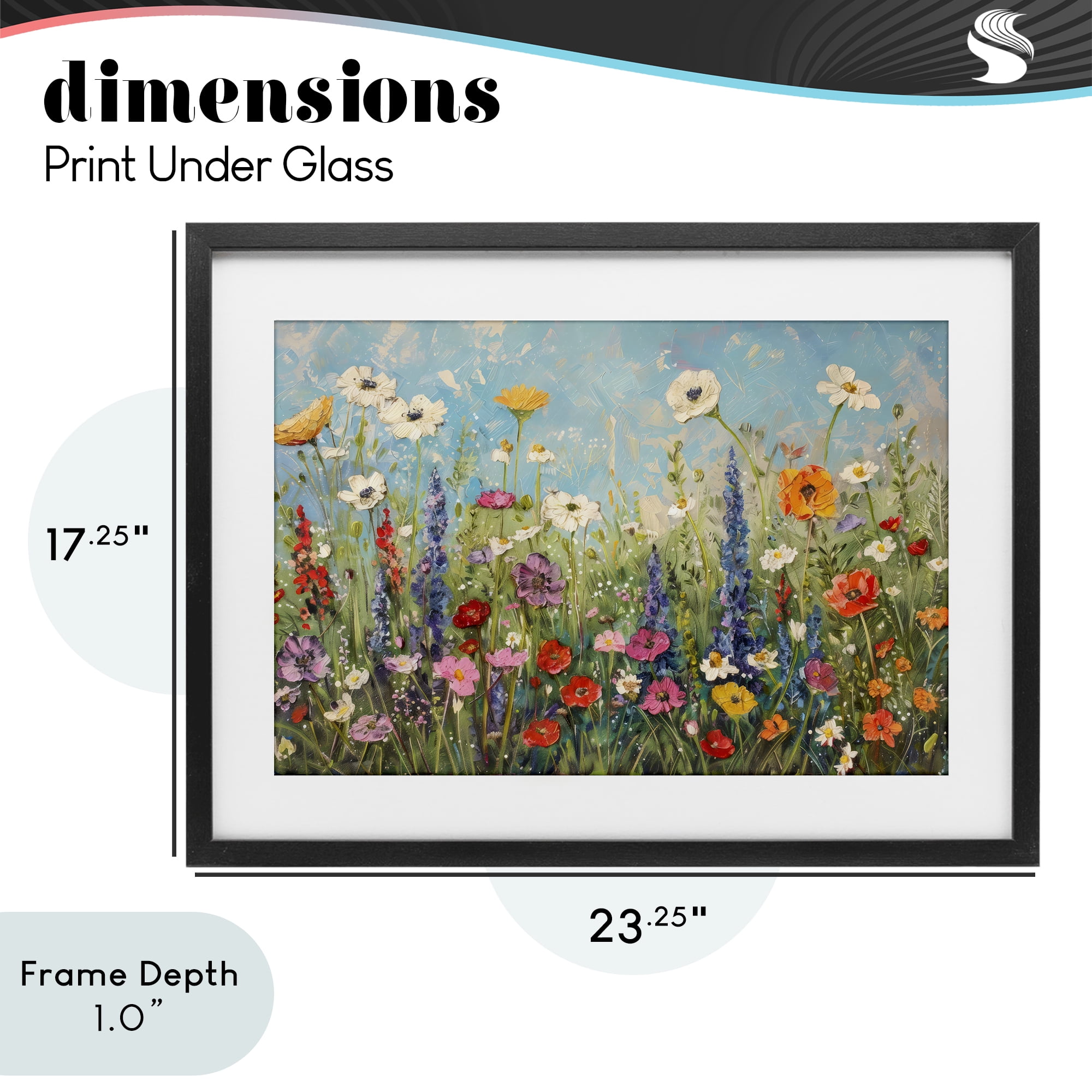 Stupell Industries Wildflower Field of Spring Blooms Black Framed Print Under Glass, design by Creative Studio