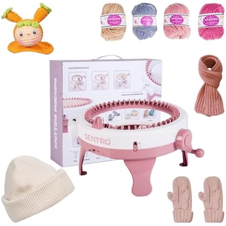 SENTRO Knitting Machine, Round 48 Needle Knitting Machine, Knitting Looms & Boards Kit, Hand Sewing Tools for Adults, Beginners for DIY Hats, Gloves, Scarves (48P)