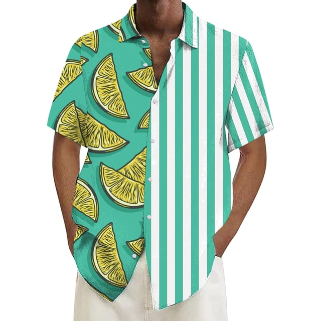 Camisas De Mezclilla Para Hombre Camisa para hombre Camisa de playa de manga corta holgada informal (Green, 4XL)