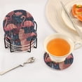 thumbnail image 6 of 6 Pcs Drink Coasters with Holder 3.94in Woven Coasters for Drinks Flamingos and Leopard Print Coaster Set for Protection Table, 6 of 7
