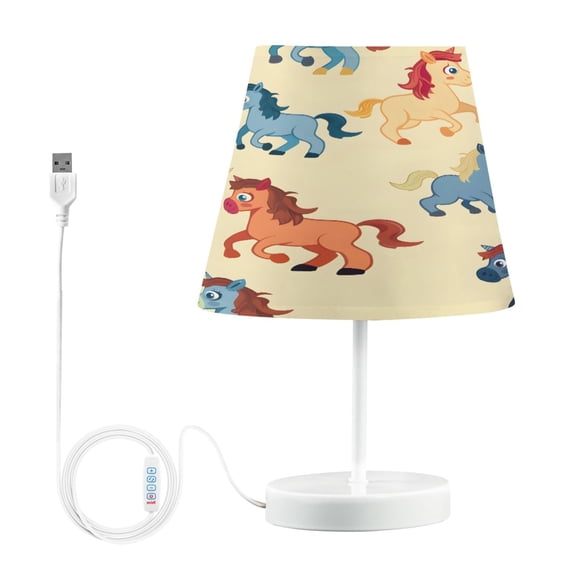 Ryvnso LED Bedside Table Lamp Cartoon Horse Bedroom Desk Lamps Nightstand Lampshade M
