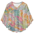 thumbnail image 4 of Colorful Abstract Dot Pattern Women's V-Neck Blouse With 3/4 Ruffled Bell Sleeves Casual Top Ladies Blouses, 4 of 7