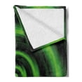thumbnail image 2 of Spires Soft Flannel Fleece Throw Blanket, Digitally Generated Swirling Decreasing with Vibrating Colors Print, Cozy Plush for Indoor and Outdoor Use, 70" x 90", Green, by Ambesonne, 2 of 5