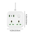thumbnail image 3 of NARABB Smart Socket Fast Charging Converter Extension Cable Terminal Block Detachable Storage Bracket White 2-port+2USB+Type-C Port - US Standard Three Plug, 3 of 8